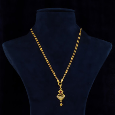 Pushp Creation 1 GRAM GOLD PLATED 24-INCH LONG CHAIN DOUBLE MOPU CHAIN PENDANT FOR WOMEN/GIRLS. Gold-plated Cubic Zirconia Brass Pendant Set