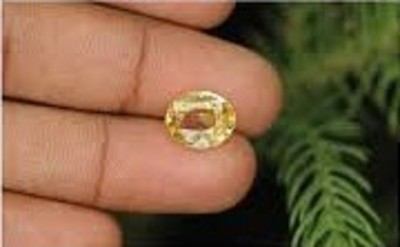 KUSHMIWAL GEMS 11.25 Ratti 10.00 Crt Natural Ceylone Yellow Sapphire Gemstone Original Pukhraj Sapphire Stone