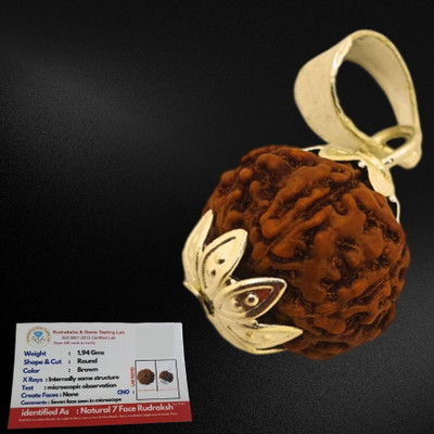 urbanzebra 7 MUKHI ORIGINAL RUDRAKSHA NEPALI ORIGINAL Gold-plated Brass, Wood Pendant Set