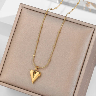 SHIMMERA Anti tarnish Moti heart chain Necklace Gold-plated Stainless Steel Pendant