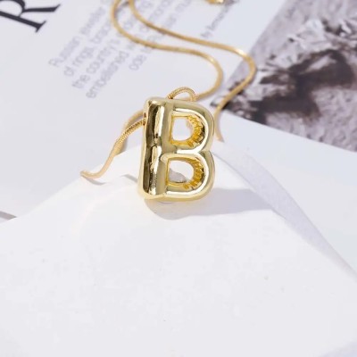 Divastri Alphabet B pendant for women anti tarnish necklace chain locket korean initial Gold-plated Alloy, Metal, Brass, Stainless Steel Pendant