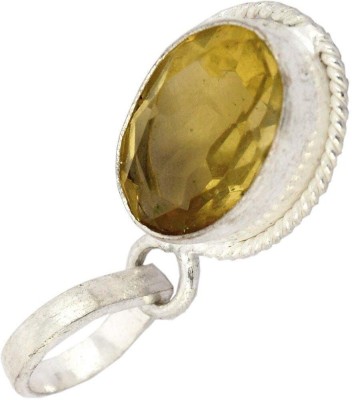 KUSHMIWAL GEMS 8.25 Ratti Natural Yellow Sapphire Pendant/Locket Pukhraj Stone Original Silver Sapphire Brass Pendant