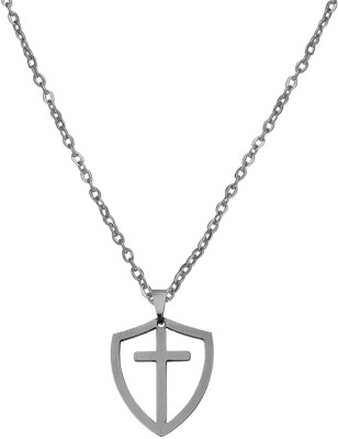 Sullery Religious Lord Jesus Christain Christ Cross Pendant Necklace Chain Sterling Silver Stainless Steel Pendant