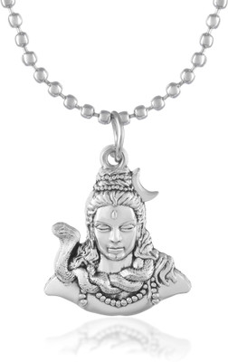 RN Silver Plated Shiv Head with Snake, Mahadev Trishul Pendant Locket Necklace Silver Brass Pendant