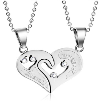 Animated F 335_JSE-silver dil fash Titanium Cubic Zirconia Stone Pendant Set