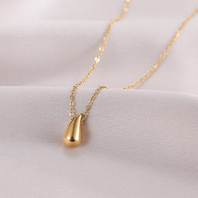 MYKI Elegant Gold Teardrop Pendant Necklace For women & girls Gold-plated Cubic Zirconia Stainless Steel Pendant