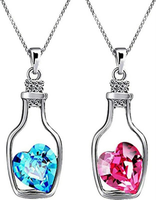 University Trendz University Trendz Heart Pendant Rhodium Crystal Alloy Pendant