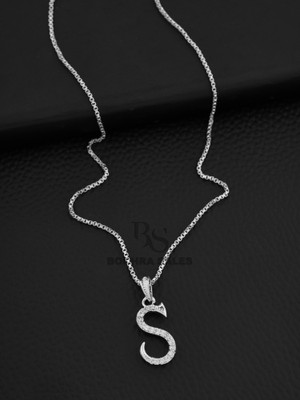 BOGHRA SALES S Alphabet Letter Stylish Pendant Necklace Chain for Girls,Women Silver, Sterling Silver Silver, Alloy Pendant