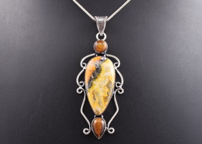 AAR Jewels Handcrafted Pendant Necklace Sterling Silver Agate Metal Pendant Set