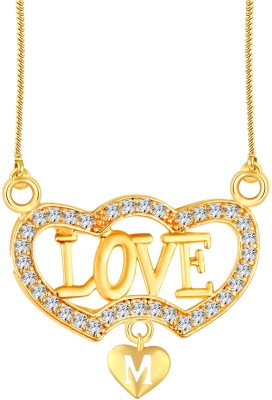 sk jewels Love letter M Valentine Gold plated cubic zirconia Latest pendant Gold-plated Cubic Zirconia Brass Locket