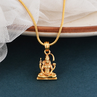 NAVYA ART JPR Shiv Shankar Gold Plated Pendant Set With Gold Plated Chain For Boys Girls Boys Gold-plated Brass Locket Set