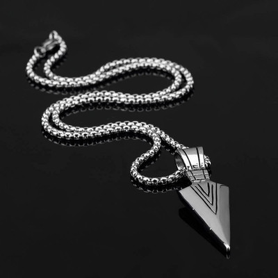 JS Enterprises Spearpoint Silver Arrow Head Cross Crucifix Crown Design Locket Pendant Necklace Stainless Steel Pendant