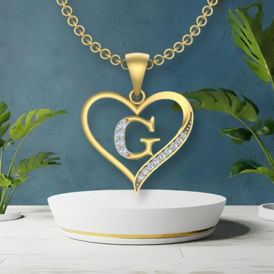 Yanaa Creation Alphabet Letter G in Heart Gold-plated Cubic Zirconia Brass Pendant Gold-plated Cubic Zirconia Brass Pendant