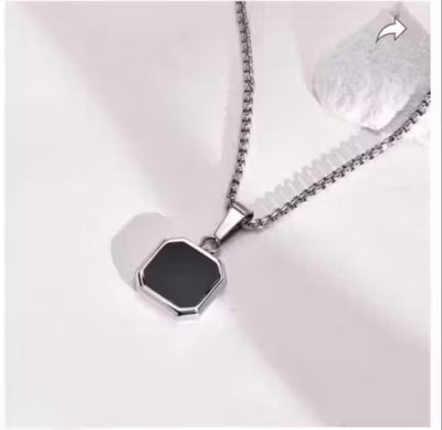 Fab Creations Silver Plated Black Onyx Gem Necklace for Men and Women (or similar)_C40 Alloy Pendant Set