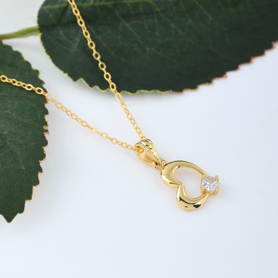 PYR JEWELS Daily wear Heart Shape Pendant with simple Chain for women & Girls Gold-plated Cubic Zirconia Alloy Pendant Set