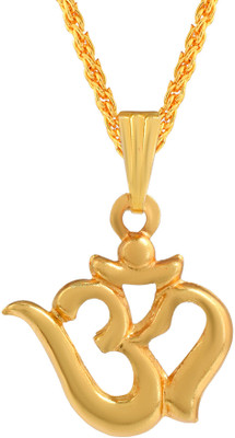 morir Gold Plated Brass Om Pendant with Rope Chain Necklace Gold-plated Brass Pendant