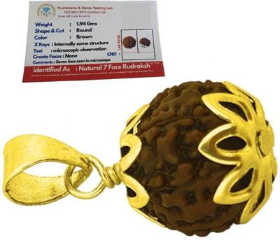 BHAKTI Kripalu Store 7 Mukhi Rudraksha Nepali Seven Face Rudraksha Metal Capped Wood Pendant Gold-plated Wood Pendant Set
