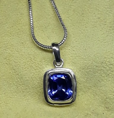 Ceylonmine01 Blue Sapphire Stone Pendant Neelam Stone Lab Certificate Pendant for men & women Silver Sapphire Alloy