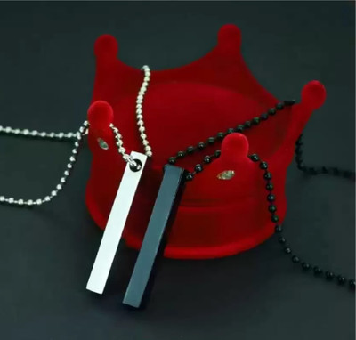m a enterprises F 306_JSE-rt silver blk bar Stone Pendant Set