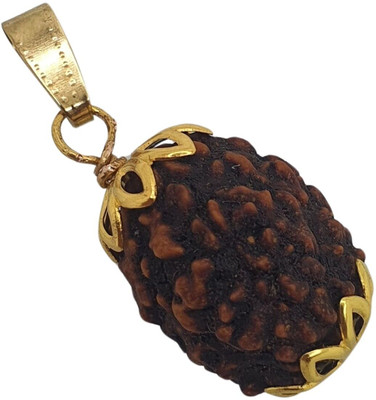 HAPPY CREATION 3 Face Rudraksha Pendant Original & Certified For Men & Women 3 Mukhi Rudraksha Gold-plated Brass Pendant