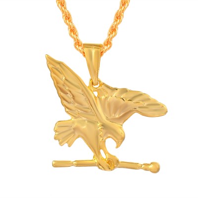 memoir Brass Antique Goldplated Hunting Hawk Eagle Baaz Fashion Chain Pendant Gold-plated Brass Pendant Set