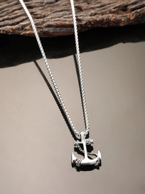 kazare Men Pendant | Pendant For Men | Lockets For Men | Boys chain Locket Rhodium Alloy Pendant Set