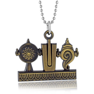 memoir Brass Antique Goldplated Tirupati Balaji Symbols Hindu Spiritual Pendant Gold-plated Brass Pendant