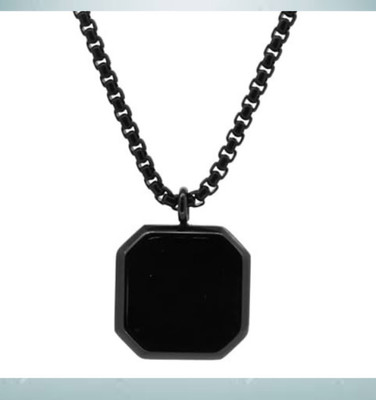 Fab Creations for Men and Women Rhodium Steel Square Pendant__F32 Rhodium Alloy Pendant Set