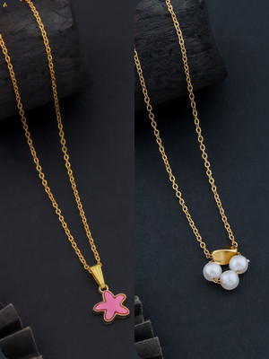 Dressberry Elegant Pack of 2 Necklace Chains – Must-Have Collection Gold-plated Brass Pendant Set