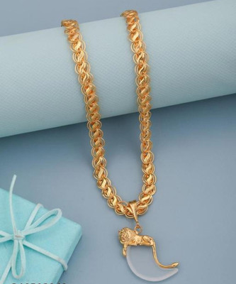 JIYANSHI ENTERPRISE Lion Nankh & Koyali Chain Gold-plated Diamond Alloy Pendant Set