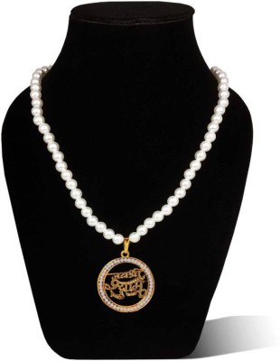 zebisco Round Big Size Jai Shri Khatu Shyam Locket Pendant Necklace White Moti Mala Silver Alloy, Stainless Steel Locket