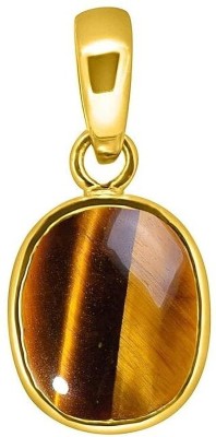 Sidhi shree Tiger's Eye Stone 7.25 Ratti Rashi Ratna Natural and Certified Locket Gold-plated Zircon Stone Pendant