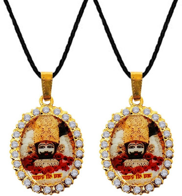 Animated F 534_PR-2 khatu shyam pen-dhy Gold-plated Stone Pendant Set
