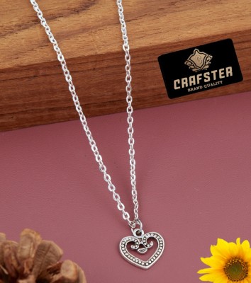 CRAFTSTER 18 Inch Silver Plated Pendant necklace chain for girls & women Sterling Silver Cubic Zirconia Metal, Silver