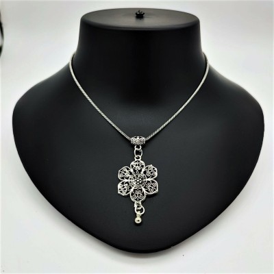 Yash Jewels Emporium Oxidized Stone Pendant With Chain For Women And Girls Silver Brass Pendant