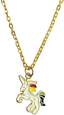 TIARAA Red Multicolor Unicorn Golden Chain Charm Pendant Beads Alloy Pendant Set