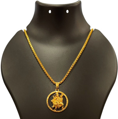 Charms CHARMS Lord Maa Durga Sherawali Mahakali Locket With Brass Chain Gold-plated Alloy Locket Set