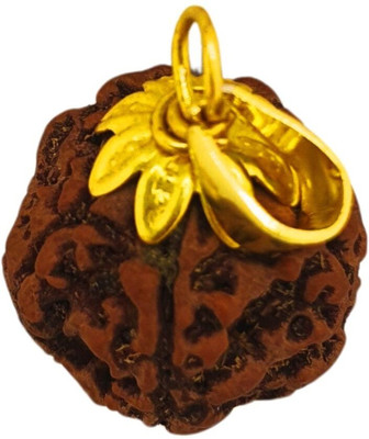 A1 yashvriddhi 6 Mukhi Rudraksha six Faced chhah Nepali Rudraksh Bead Original & Certified Gold-plated Beads Brass, Wood Locket Set