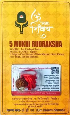 HARIDWARR 5 Mukhi Rudraksha Original and Natural with Lab Report Wood Locket