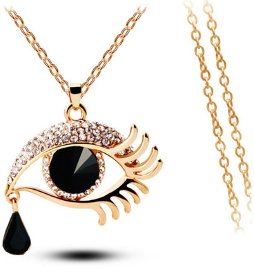 Dressberry Golden black Eye designer delicate pendant for Women & Girls. Gold-plated Cubic Zirconia Stainless Steel Pendant