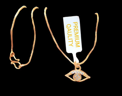 DIVS FASHION EVIL EYE PENDANT WITH BOX CHAIN Gold-plated Brass Pendant Set