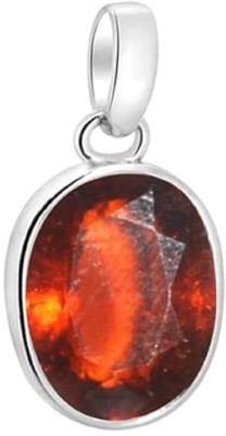 barmunda gems 5.25 Ratti Gomed Hessonite Stone Pendant/Locket for Women's and Men's Emerald Metal