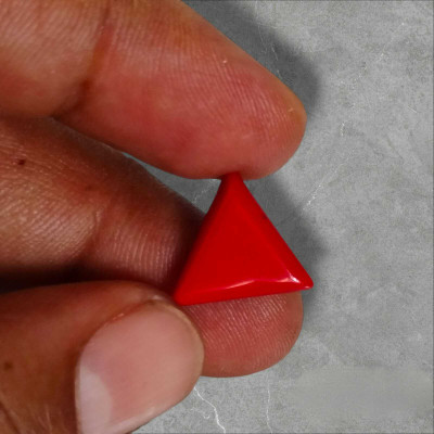 RJ BHASKAR Natural Red Italian Moonga Gemstone Triangle Shape Coral Stone