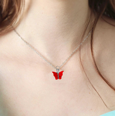 De-Ultimate Red Valentine's Day Charm Pendant Locket Necklace Clavicle Chain Stainless Steel Pendant Set