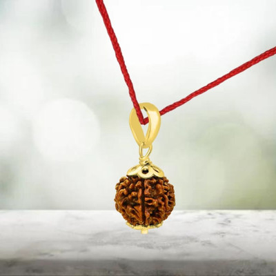 Fine Creation 7 Mukhi Lab Certified Original & Natural Nepali Unisex Rudraksha Gold-plated Brass Locket