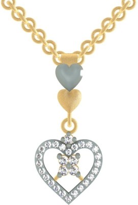 Kanak Jewels Kanak Jewels Diamond Heart Shaped Gold-plated Cubic Zirconia Brass Pendant Gold-plated Brass Pendant