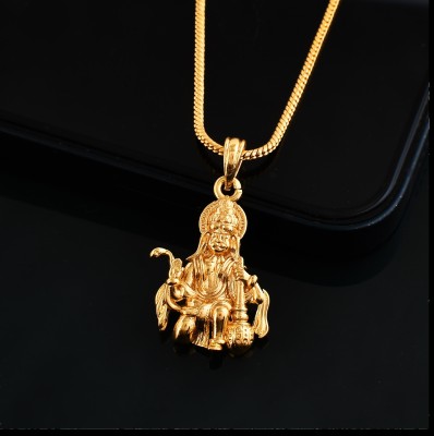 PYR JEWELS ram ji locket::lord ram locket::hanuman ji chain::hanuman ji `neck chain Gold-plated Brass Pendant Set