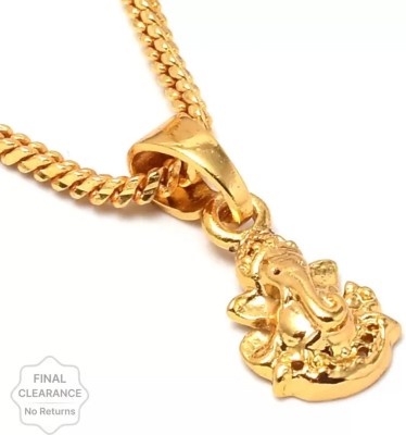 CKB JEWELS Simple Chain with Pendant Lord Ganesha Locket Ganpati Ganesh ji Maharaj Gold-plated Alloy Pendant Set