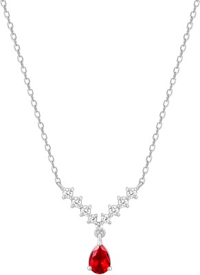 GIVA Sterling Silver Soulmate Necklace for Womens Rhodium Zircon Silver Pendant