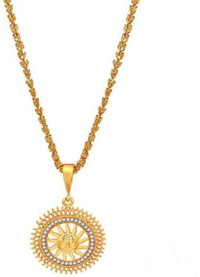JIYANSHI ENTERPRISE Suryanarayan Round Diamond & CHANDRAMUKHI Gold-plated Diamond Alloy Pendant Set